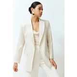 Trendyol Stone Oversize Satin Woven Blazer Jacket