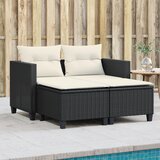 Maison Chic Vrtni kavč - Zunanji kavč dvosed s stolčki črn poli ratan, (22041878) | Shoptok.si