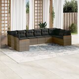 Maison Chic Seti vrtnega pohištva - Vrtna garnitura - Vrtni pohištvo set 10-delna z blazinami siv poli ratan, (21811648) | Shoptok.si