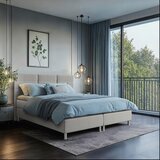CARRYHOME postelja z vzmetnico 180 cm x 200 cm , tekstil siva | Shoptok.si