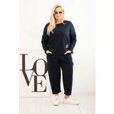 Kesi Włoski Women's Plus Size set butter sweatshirt and pants with pockets navy | Shoptok.si