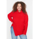Trendyol Curve Red Turtleneck Slit Knitwear Sweater Cene