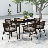  7-dijelni vrtni blagovaonski set smeđi Smeđa Dužina stola 140 cm | shoptok.hr