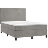  Box spring postelja z vzmetnico LED svetlo siva 140x200cm žamet, (20790642) | Shoptok.si
