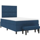vidaXL Box Spring Krevet s Madracem i Klupom Plavi 120x200 cm Tkanina | shoptok.hr