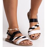 Gemre White and black eco leather sandals Asfoure | ePonuda.com