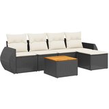 vidaXL Vrtna sedežna garnitura 6-delna z blazinami črna poli ratan, (21058666) | Shoptok.si