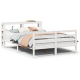 Maison Chic Posteljni okvir - Dvoposteljna postelja - Zakonska postelja z vzglavjem brez vzmetnice bel 140x200 cm, (21693761) Cene
