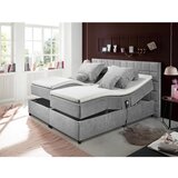 MID.YOU POSTELJA BOXSPRING 180 cm x 200 cm , tekstil, leseni material svetlo siva | Shoptok.si