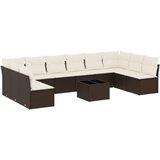  11-dijelni set vrtnih sofa od poliratana s jastucima smeđi | shoptok.hr
