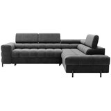 P & B KOTNA SEDEŽNA GARNITURA, gladka tkanina temno siva | Shoptok.si