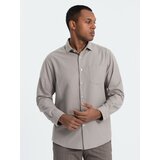 Ombre Men's REGULAR FIT shirt with pocket - gray Cene