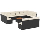 Maison Chic Seti vrtnega pohištva - Vrtna garnitura - Vrtni pohištvo set 14-delna z blazinami črn poli ratan, (21809409) | Shoptok.si