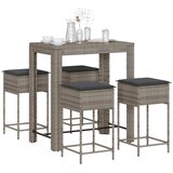  5-dijelni vrtni barski set od poliratana s jastucima sivi Siva 100 x 60.5 x 110.5 cm | shoptok.hr