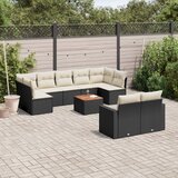 vidaXL 10-dijelni set vrtnih sofa s jastucima crni od poliratana Cijene