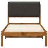  Krevetni okvir s tapiciranim uzglavljem Prirodna i tamnosiva - Prirodna i tamnosiva 75 x 190 cm | shoptok.hr