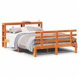 Maison Chic Posteljni okvir - Dvoposteljna postelja - Zakonska postelja z vzglavjem voščeno rjava 120x190 cm borovina, (21693451) | Shoptok.si