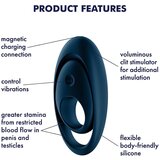 Satisfyer Prsten za penis in testise Glorious Duo, tamno plavi | shoptok.hr