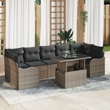 vidaXL 8-delni set vrtnega kavča z blazinami siva poli ratan | Shoptok.si