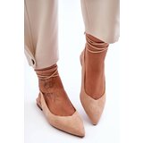 Boto Women's Suede Lace-Up Ballet Flats Nude Lilly Ann | shoptok.hr