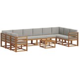  Set vanjskih sofa s jastukom 11 pcs Prirodna i svijetlo siva | shoptok.hr