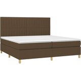  Krevet s oprugama i madracem tamnosmeđi 200x200 cm od tkanine | shoptok.hr