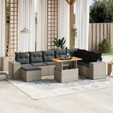 vidaXL 9-dijelni set vrtnih sofa od poliratana s jastucima sivi | shoptok.hr