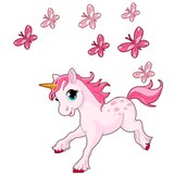 Ambiance dječje zidne samoljepljive naljepnice Pink Unicorn and Papillons Cijene