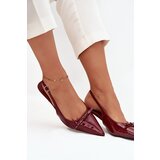 Boto Patent leather pumps with heel with bow burgundy Olvena | Shoptok.si