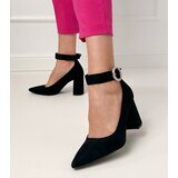 D/CEO Black block-heeled pumps with buckle and rhinestones Vellus | Shoptok.si