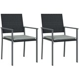  Vrtne stolice s jastucima 2 kom crne 54x62 5x89 cm poliratan | shoptok.hr