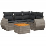 Maison Chic Seti vrtnega pohištva - Vrtna garnitura - Vrtni pohištvo set 5-delna z blazinami siv poli ratan, (21814091) | Shoptok.si