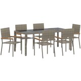  7-delni vrtni jedilni set s sivim poli ratanom | Shoptok.si