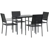  5-dijelni vrtni blagovaonski set od poliratana i čelika Crna Dužina stola 80 cm | shoptok.hr