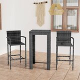 The Living Store Zunanja barska garnitura 3-delna z naslonjali poli ratan siva - Vrtna Barska Garnitura, (21422879) | Shoptok.si