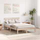 vidaXL Posteljni okvir z naslonom 135x190 cm trd les bor | Shoptok.si