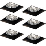 QAZQA Set van 6 inbouwspots zwart GU10 70mm trimless - Oneon Cene