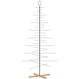 vidaXL Kovinska novoletna jelka z lesenim podstavkom črna 210 cm | Shoptok.si