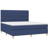  Krevet box spring s madracem LED plavi 180x200 cm od tkanine | shoptok.hr