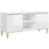 vidaXL TV ormarić s drvenim nogama visoki sjaj bijeli 103,5x35x50 cm | shoptok.hr
