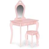 ECO TOYS Veliki Drveni Sto Za Šminkanje Za Devojčice Sa Ogledalom, Pink | ePonuda.com