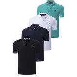 Dewberry QUAD SET T8561 MENS T-SHIRT-BLACK-WHITE-NAVY BLUE-LIGHT GREEN Cijene