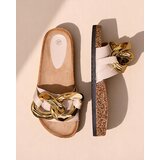 Resti Royalfashion Beige women's flip-flops with embellishment Sofig | Shoptok.si