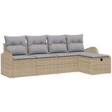 vidaXL 5 Dijelni Vrtna Sofa Set s Jastučićima Bež Poli Ratan | shoptok.hr