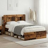  Okvir kreveta s pohranom s uzglavljem Staro drvo 120 x 190 cm | shoptok.hr