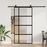 vidaXL Klizna vrata s priborom crna 102,5 x 205 cm kaljeno staklo | shoptok.hr