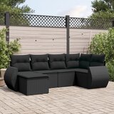 vidaXL 6-dijelni set vrtnih sofa s jastucima crni od poliratana | shoptok.hr
