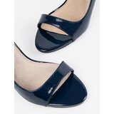 GOODIN Navy blue patent pumps with open toes | shoptok.hr