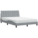 vidaXL Postelja z vzmetnico svetlo siva 120x200 cm blago | Shoptok.si