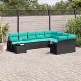  Vrtni set od 10 dijelova s jastucima, crni poliratan Black and blue | shoptok.hr